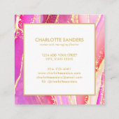 Abstract Roze Waterverf Gouden Splatter Vierkante Visitekaartje (Achterkant)
