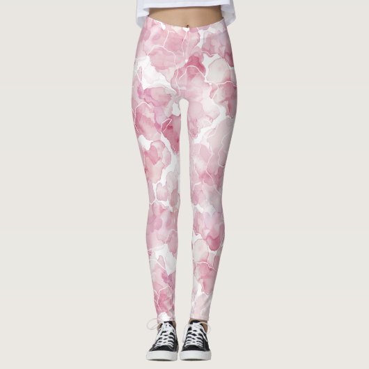 Abstract Roze Wit Leggings (Voorkant)