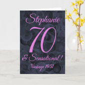 Abstract Roze Zwart 70 en Sensationele Birthday Kaart (Gele Bloem)