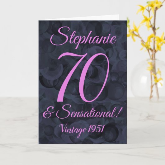 Abstract Roze Zwart 70 en Sensationele Birthday Kaart (Gele Bloem)