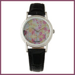 Abstract roze zwart en geel horloge<br><div class="desc">Prachtig roze zwart-geel abstract patroon met subtiele glitter. Voeg jouw naam toe aan personaliseren.</div>
