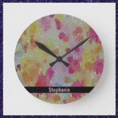Abstract Roze Zwart en Geel Ronde Klok