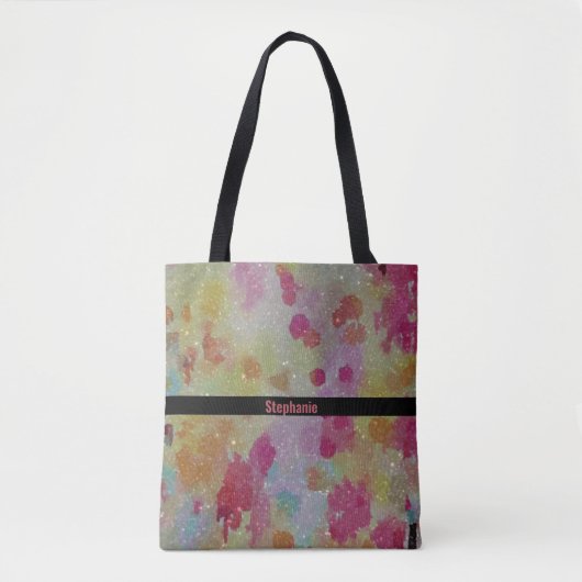 Abstract roze zwart en geel tote bag (Voorkant)