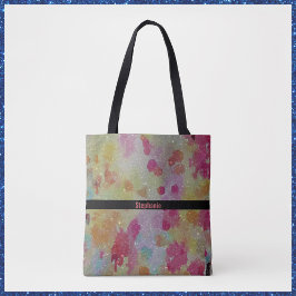Abstract roze zwart en geel tote bag