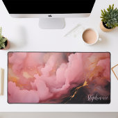 Abstract Roze Zwart en Goud Gepersonaliseerd Bureaumat