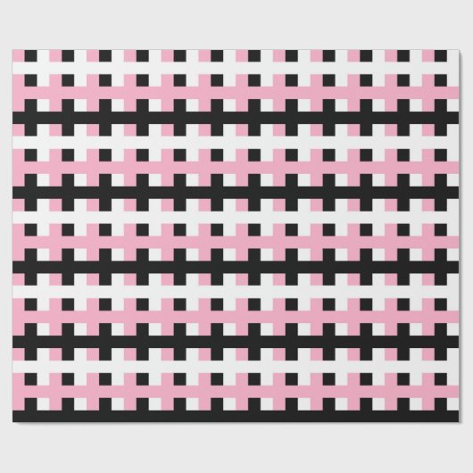 Abstract roze, zwart en wit cadeaupapier (Vlak)