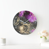 Abstract roze zwart goud zonder cijfers grote klok (Huis)