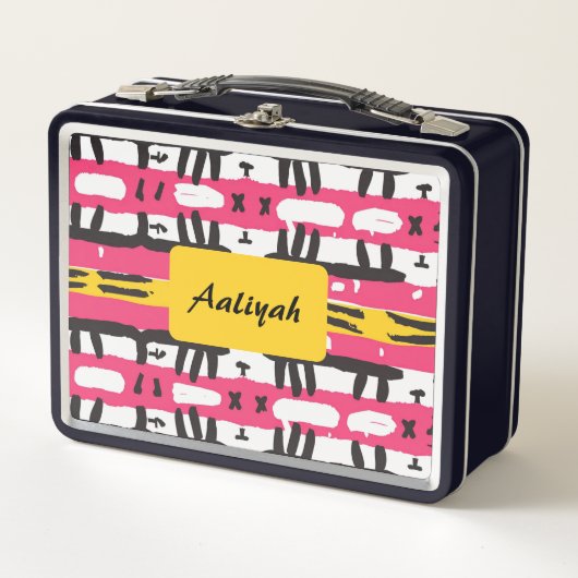 Abstract roze zwart patroon op maat (Voorkant)