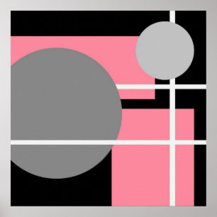 Abstract roze zwarte witte AP0001 Poster