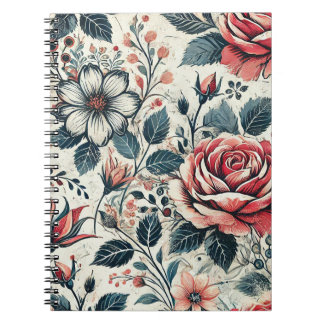 Abstract rozen bloeiend ontwerp. Patroon met Notitieboek