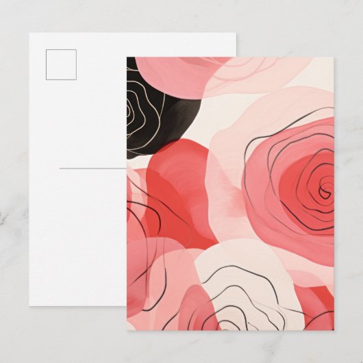 Abstract rozenpatroon briefkaart (Voorkant / Achterkant)
