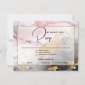 Abstract RSVP Zwart Goud Roos Roze Kaart (Voorkant)
