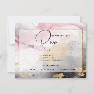 Abstract RSVP Zwart Goud Roos Roze Kaart