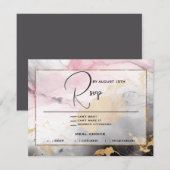 Abstract RSVP Zwart Goud Roos Roze Kaart (Voorkant / Achterkant)
