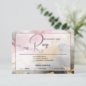 Abstract RSVP Zwart Goud Roos Roze Kaartje (Staand voorkant)