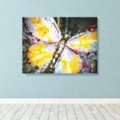 Abstract ruby jowelde gele vlinderschilderingen canvas afdruk (Insitu (Houten vloer))