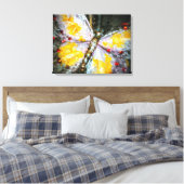 Abstract ruby jowelde gele vlinderschilderingen canvas afdruk (Insitu (Slaapkamer))