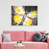 Abstract ruby jowelde gele vlinderschilderingen canvas afdruk (Insitu (Woonkamer))