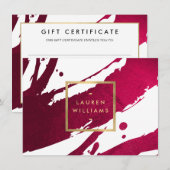 Abstract Ruby Red Brushstrokes Cadeaubon Notitiekaartje (Voorkant / Achterkant)