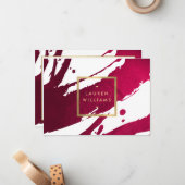 Abstract Ruby Red Brushstrokes Cadeaubon Notitiekaartje (Voorkant / Achterkant in situ)