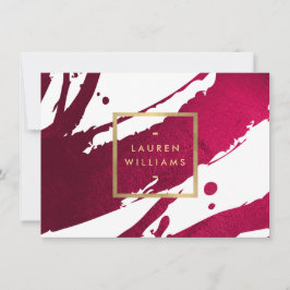 Abstract Ruby Red Brushstrokes Cadeaubon Notitiekaartje