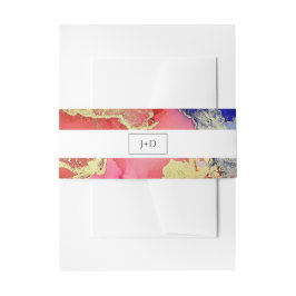 Abstract Ruby Red met Paarse en gouden bruiloft Uitnodigingen Wikkel