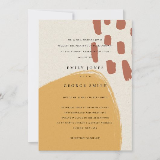 ABSTRACT RUST ORANJE KRAFT SCANDI WEDDING INVITE BEDANKKAART (Voorkant)
