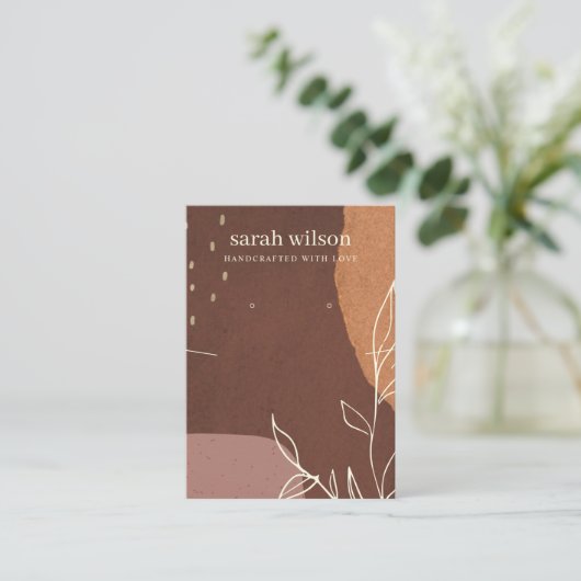 Abstract Rust Oranje Leaf Ketting Earning Display Visitekaartje (Staand voorkant)