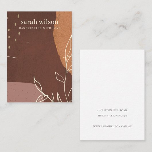 Abstract Rust Oranje Leaf Ketting Earning Display Visitekaartje (Voorkant / Achterkant)