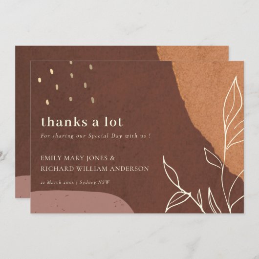 Abstract Rust Oranje Leafy Foliage Weddenschap Bedankkaart (Voorkant / Achterkant)