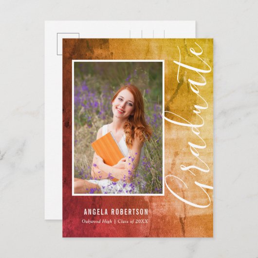 Abstract Rustic Country Photo Afstuderen Uitnodiging Briefkaart (Voorkant / Achterkant)