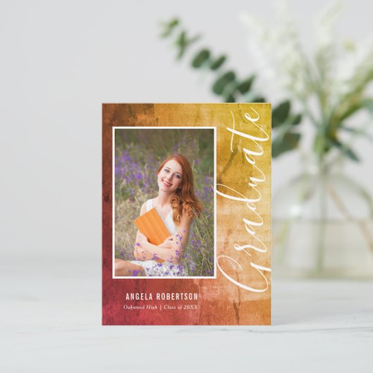 Abstract Rustic Country Photo Afstuderen Uitnodiging Briefkaart (Staand voorkant)