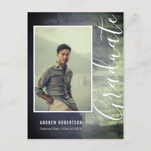 Abstract Rustic Shimmer Photo Afstuderen Uitnodiging Briefkaart (Voorkant)