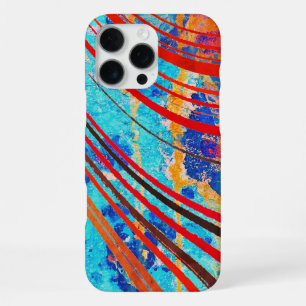 Abstract rustieke multikleurige gebogen strepen iPhone 16 pro max hoesje