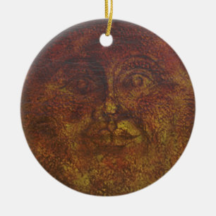 Abstract Rusty Brown Face van het Sun Ornament