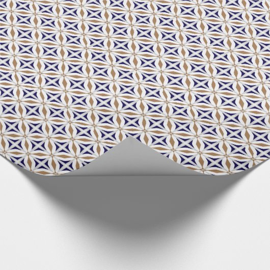 Abstract Safari Geometric Pattern Cobalt Brown Cadeaupapier (Hoek)