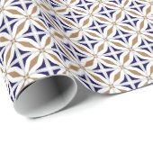 Abstract Safari Geometric Pattern Cobalt Brown Cadeaupapier (Rol Hoek)