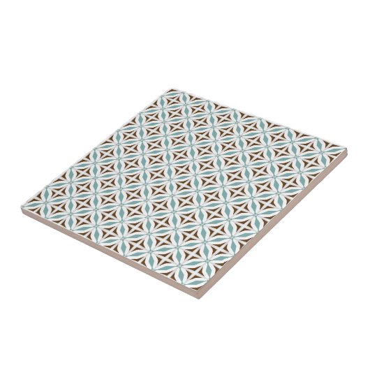 Abstract Safari Geometric Pattern Turquoise Tegeltje (Zijkant)