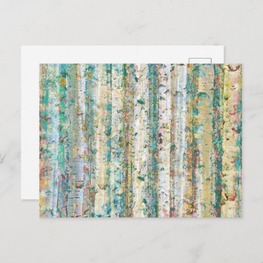 Abstract Sage en Cream Birch Trees schilderen Briefkaart (Voorkant / Achterkant)