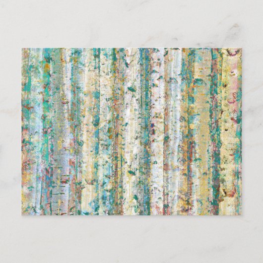 Abstract Sage en Cream Birch Trees schilderen Briefkaart (Voorkant)