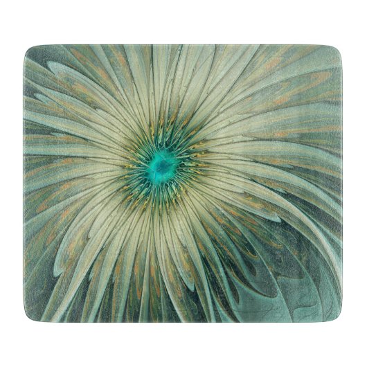 Abstract Sage Green Fantasy Flower Fractal Art Snijplank (Voorkant)