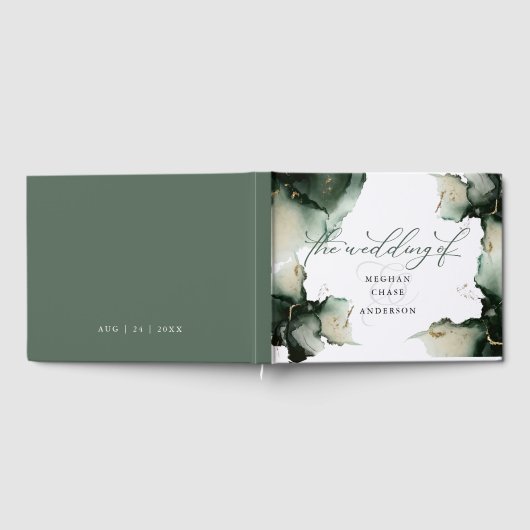 Abstract Sage Green Waterverf Guest Book Gastenboek (Volledig)