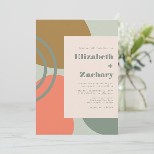 Abstract Sage Green Wedding Invitation Kaart (Staand voorkant)
