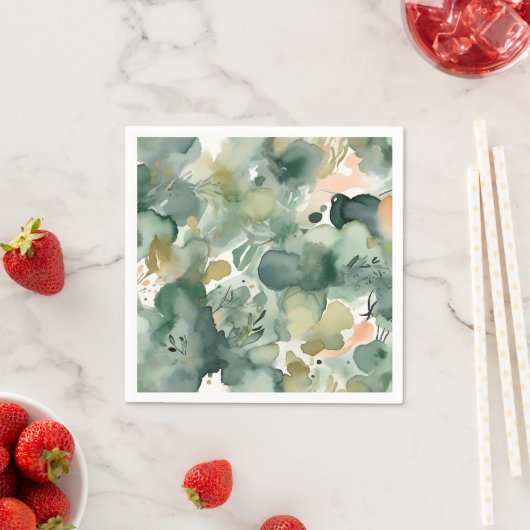 Abstract Sage Groen Waterverf Patroon Servet (Insitu)