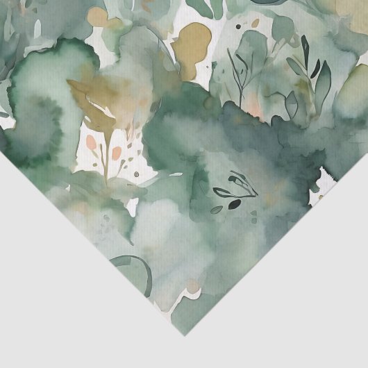 Abstract Sage Groen Waterverf Patroon Tissuepapier (Detail)