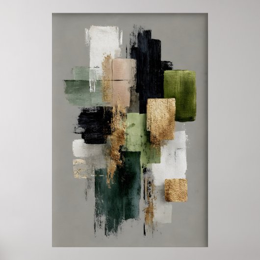 Abstract Saliegroen Minimalistische Print, Afdrukb Poster (Voorkant)