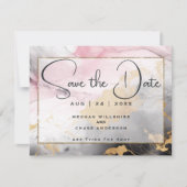 Abstract Save the Date - Zwart Goud Roos Roze Kaart (Voorkant)