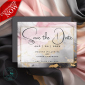 Abstract Save the Date - Zwart Goud Roos Roze Kaart