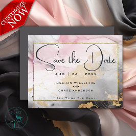 Abstract Save the Date - Zwarte Goud Roos Roze Kaart