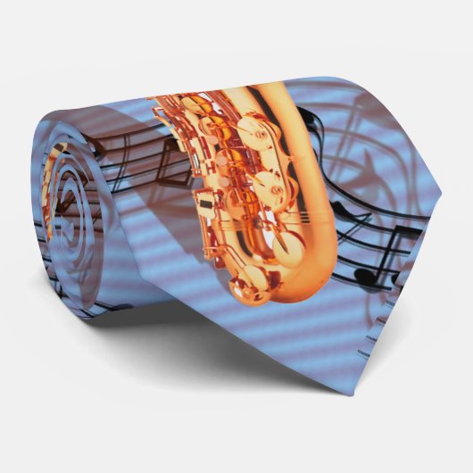 Abstract saxofone Stropdas (Opgerold)